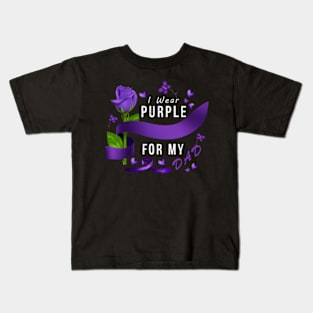 I Wear Purple For My Dad Alzheimer's Awareness Kids T-Shirt